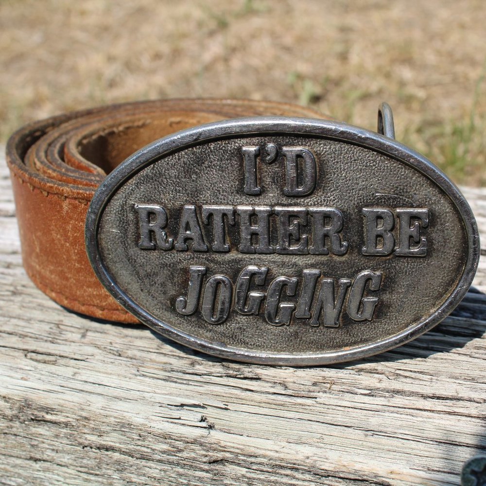 VINTAGE LEATHER BELT 1970'S WITH ORIGINAL BUCKLE